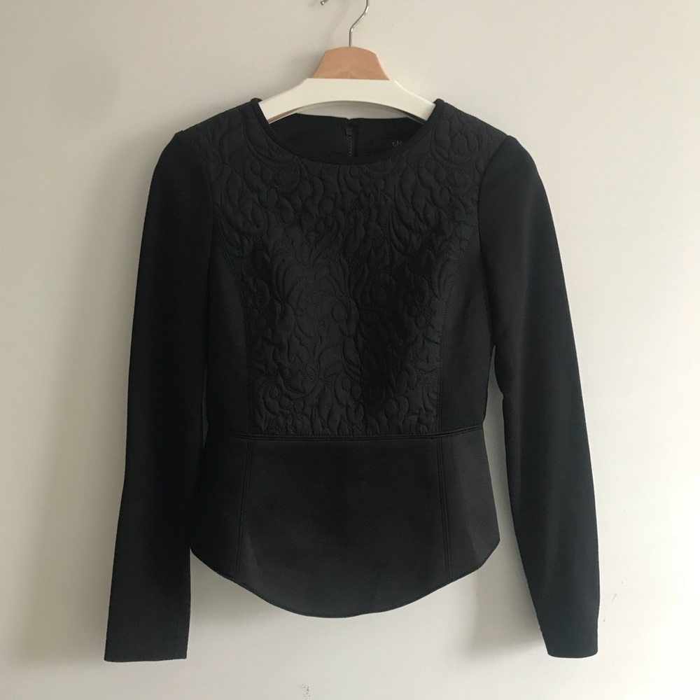 Tibi Longsleeve Quilted Peplum